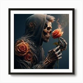 Skeleton With Roses 1 Art Print