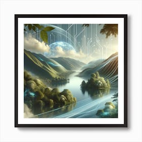 Harmony of Elements: Nature Meets Future Art Print