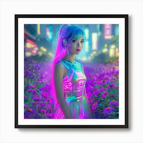 Neon Girl In The City Art Print