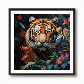 Tiger In The Dark Jungle Art Print