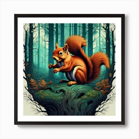 Squirrel In The Woods 41 Art Print