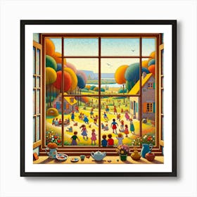 Children At The Window Poster