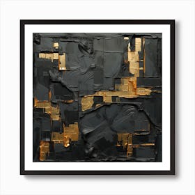 Abstract Black And Gold Painting Art Print