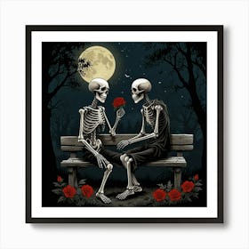 Skeleton Couple Art Print