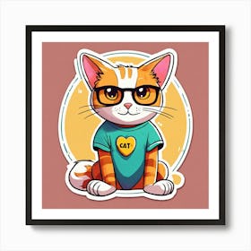 Cat With Glasses Art Print