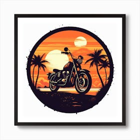 Sunset Motorcycle circle Art Print