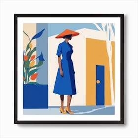 Woman In A Blue Dress 9 Art Print