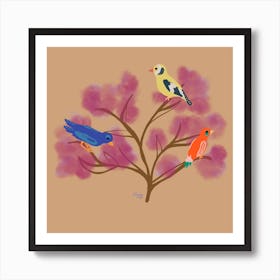 Birds In A Summer Bush Art Print