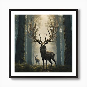 Deer In The Woods 36 Art Print