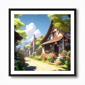 Rustic Village Scene Ethereal Heavenly Glow Incorporating Styles Of Greg Rutkowski Loish Rhads Poster