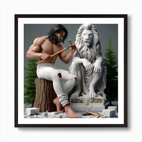 Lion Sculpture Art Print