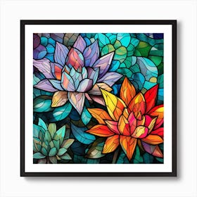 Stained Glass Lotus Art Print