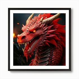 Firefly Fierce Red Dragon Glaring With Intense Power 60146 (2) Art Print