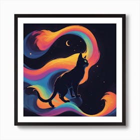 Cat In The Night Sky Art Print