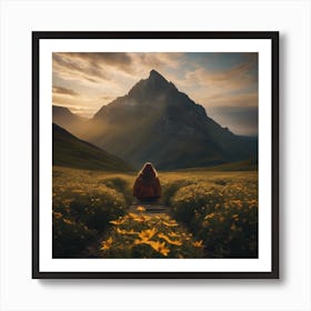 Girl In The Mountains Art Print