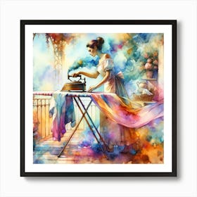 Woman Ironing Art Print