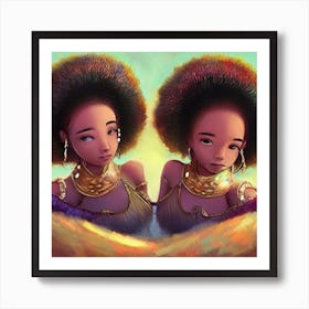 Two Afro Girls Art Print