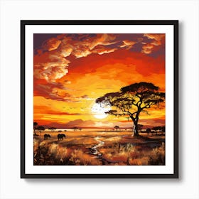 Sunset In The Savannah 1 Art Print