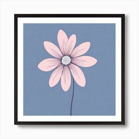 A White And Pink Flower In Minimalist Style Square Composition 487 Art Print