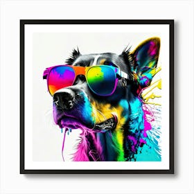 Colourful Dog Sunglasses (76) Art Print
