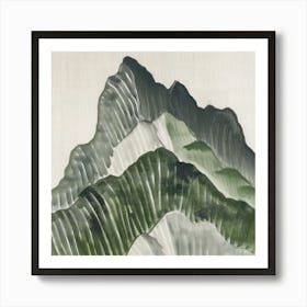 Japanese Watercolour Of Mount Mizugaki 3 Art Print