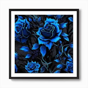 Vivid Blue Roses - Gothic Art Print