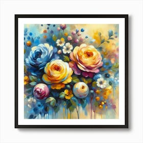 Colorful Roses oil painting abstract painting art 6 Art Print