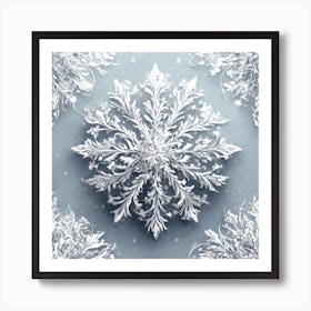 Snowflakes On Blue vector art Art Print