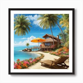 Beach House By The Sea Art Print
