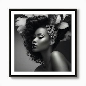 Black Woman With Feathers Art Print