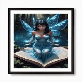 Blue Librarian Fairy Art Print