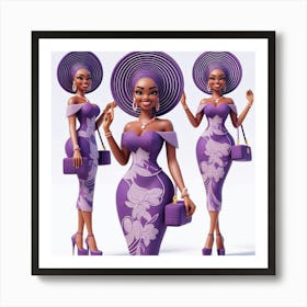 African Woman In Purple Dress Art Print