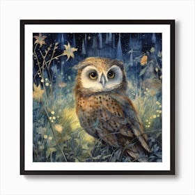 Whimsical Woodland Magical Owl Art Print Art Print