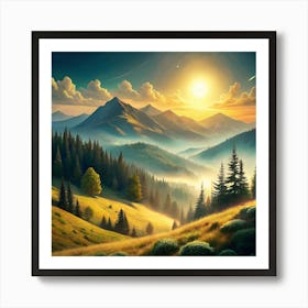 Sunrise In The Mountains Art Print