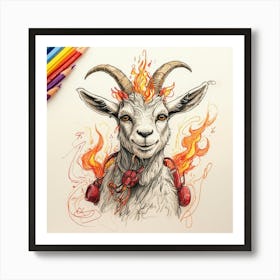 Goat Of Fire 4 Art Print