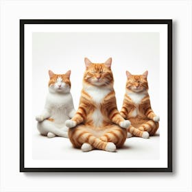 Three cats meditating Art Print