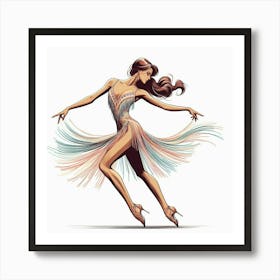 Line Art Salsa Dancer 5 Art Print