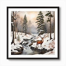 Deer In The Woods Art Print