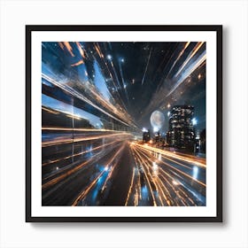 Abstract City Lights At Night Art Print