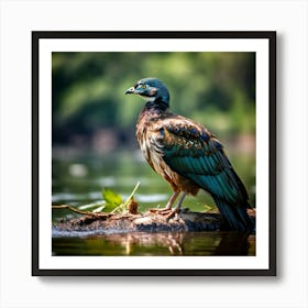 Nut Sharpened Hawk Walnut Feather Brown Drake Blurred Park Peacock Avian Green Duck Pea (3) Art Print