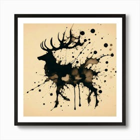 Deer Splatter Painting Art Print