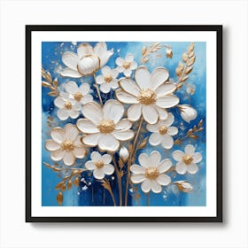 Abstract White Daisies Art Print