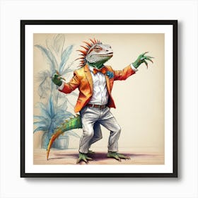 Iguana Dancing 1 Art Print