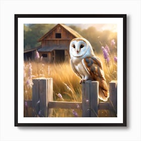 Barn Owl in Late Summer on the Farm Art Print