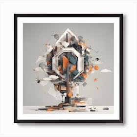 A Mixed Media Artwork Combining Found Objects And Geometric Shapes, Creating A Minimalist Assemblage (5) Art Print