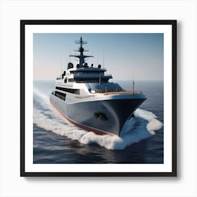 Modern Cruiser On The Sea, Morning Hours Art Print