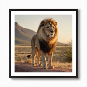 Lion In The Desert Art Print