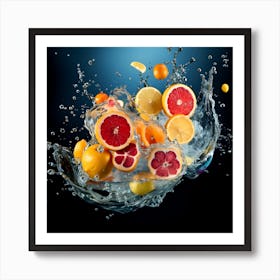 Fruit Splashing In Water Art Print