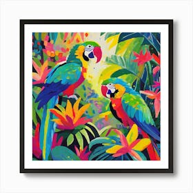 Parrots In The Jungle 9 Art Print