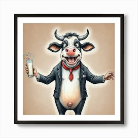 Cow In Business Suit 5 Art Print